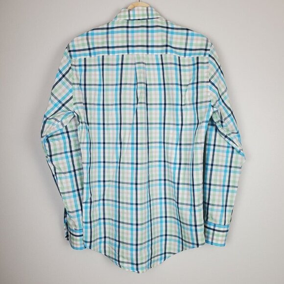 Peter Millar Men's Plaid Button-Down Shirt Small 100% Cotton‎ Green/Blue/White - Picture 2 of 7